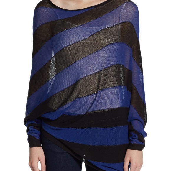 BCBG Asymmetrical Blue and Black Sweater, Small - Picture 2 of 8